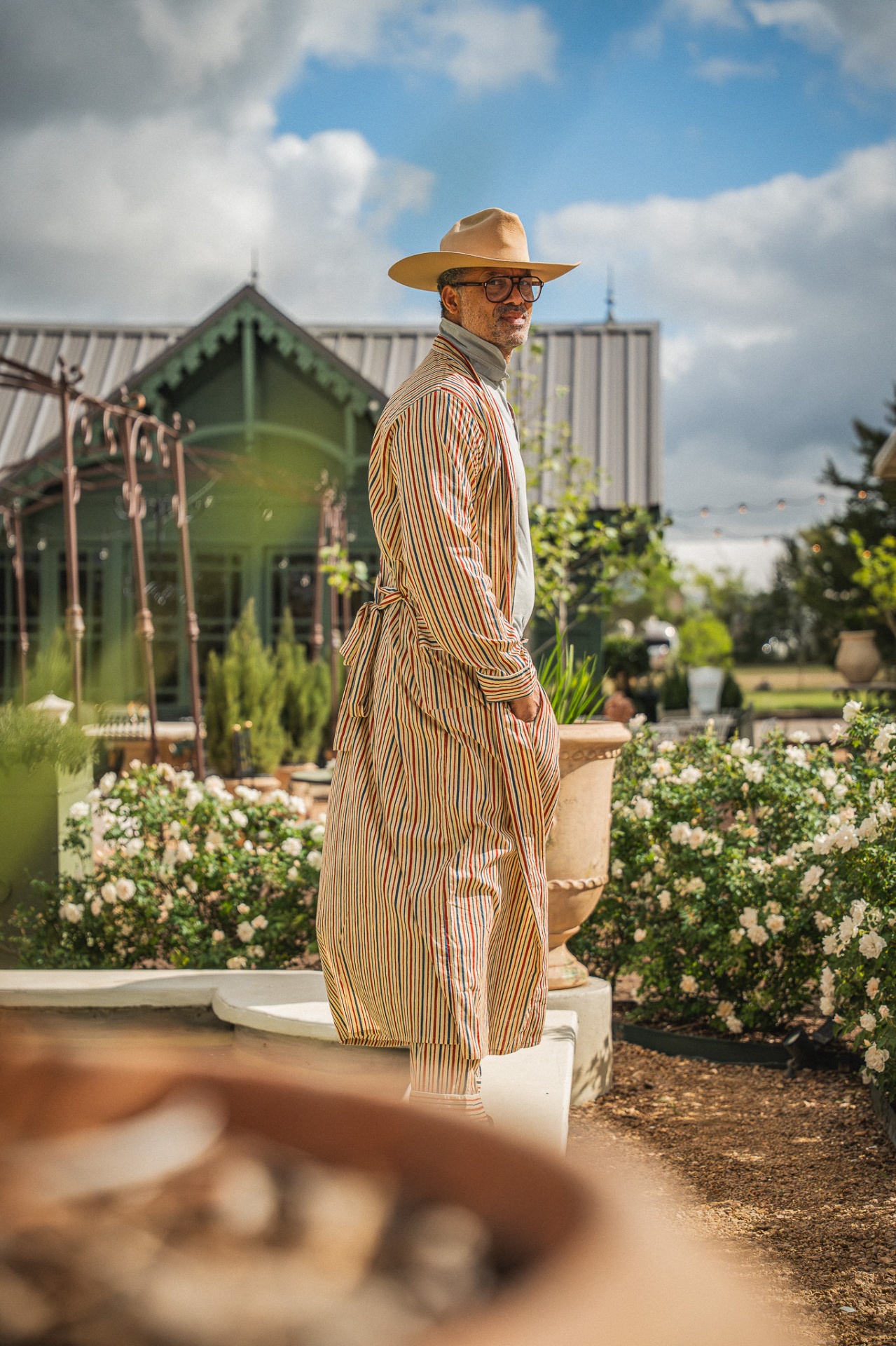 Designer walking the fields